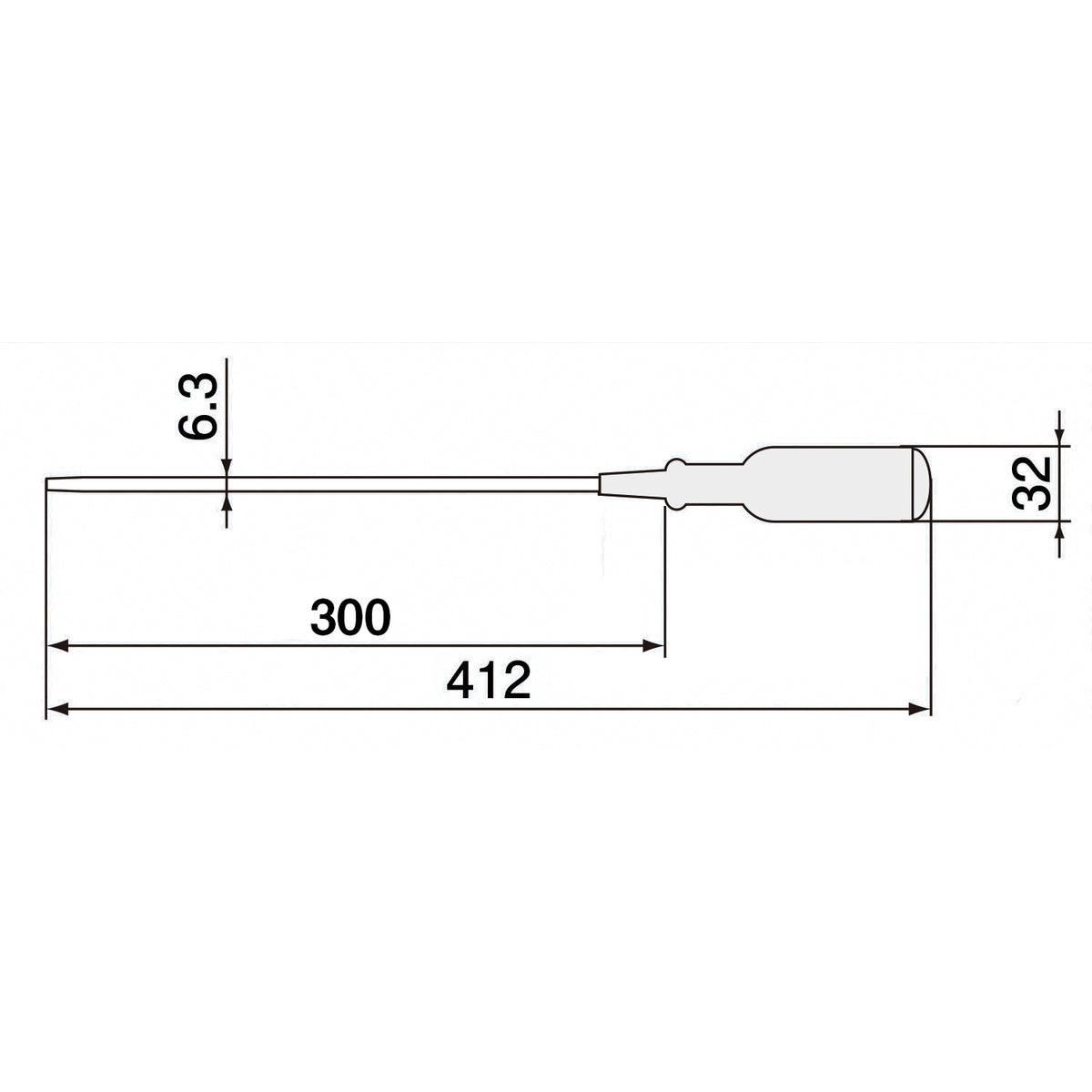Engineer Long Grip Screwdriver Slotted 6 x 0.8 mm 300 mm Shaft DG-13
