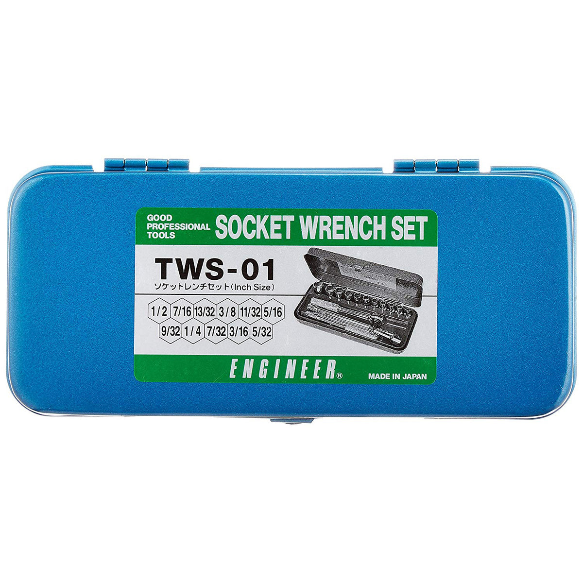 Engineer Socket Wrench 16-Piece Set SAE Sizes 6.3 mm Drive TWS-01