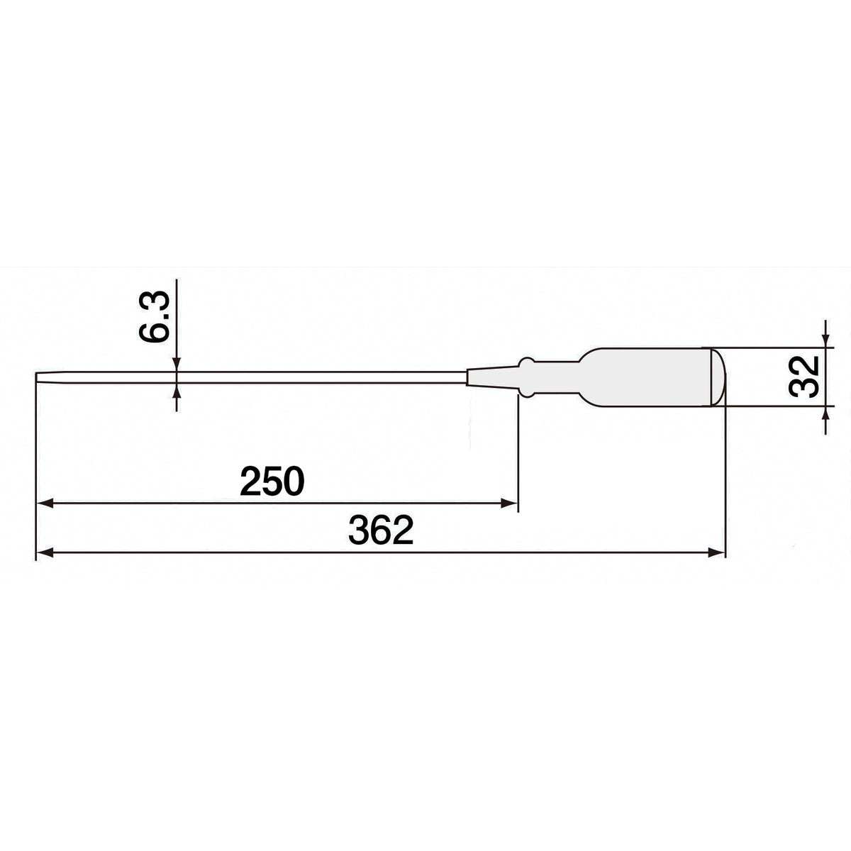 Engineer Long Grip Screwdriver Slotted 6 x 0.8 mm 250 mm Shaft DG-11