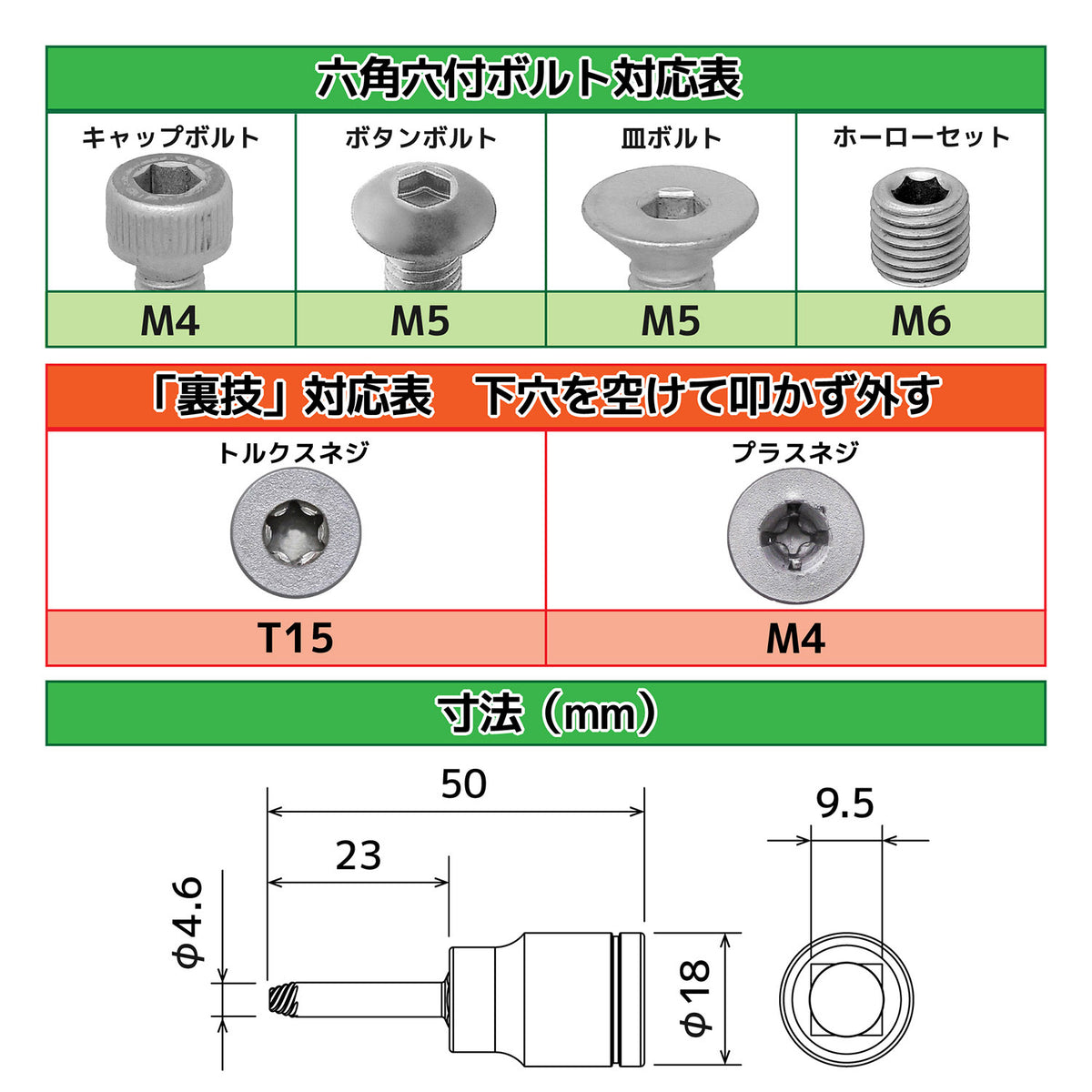 Engineer Nejimogura Socket for Stripped Hex Socket Bolts 3 mm (9.5 mm Drive) DWZ-403