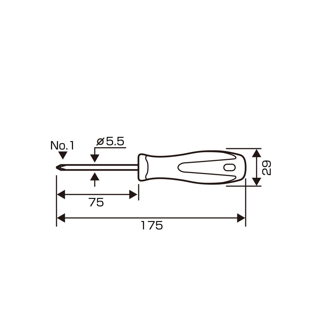 Anex Stainless Luminous Screwdriver Regular Type +1x75 1505