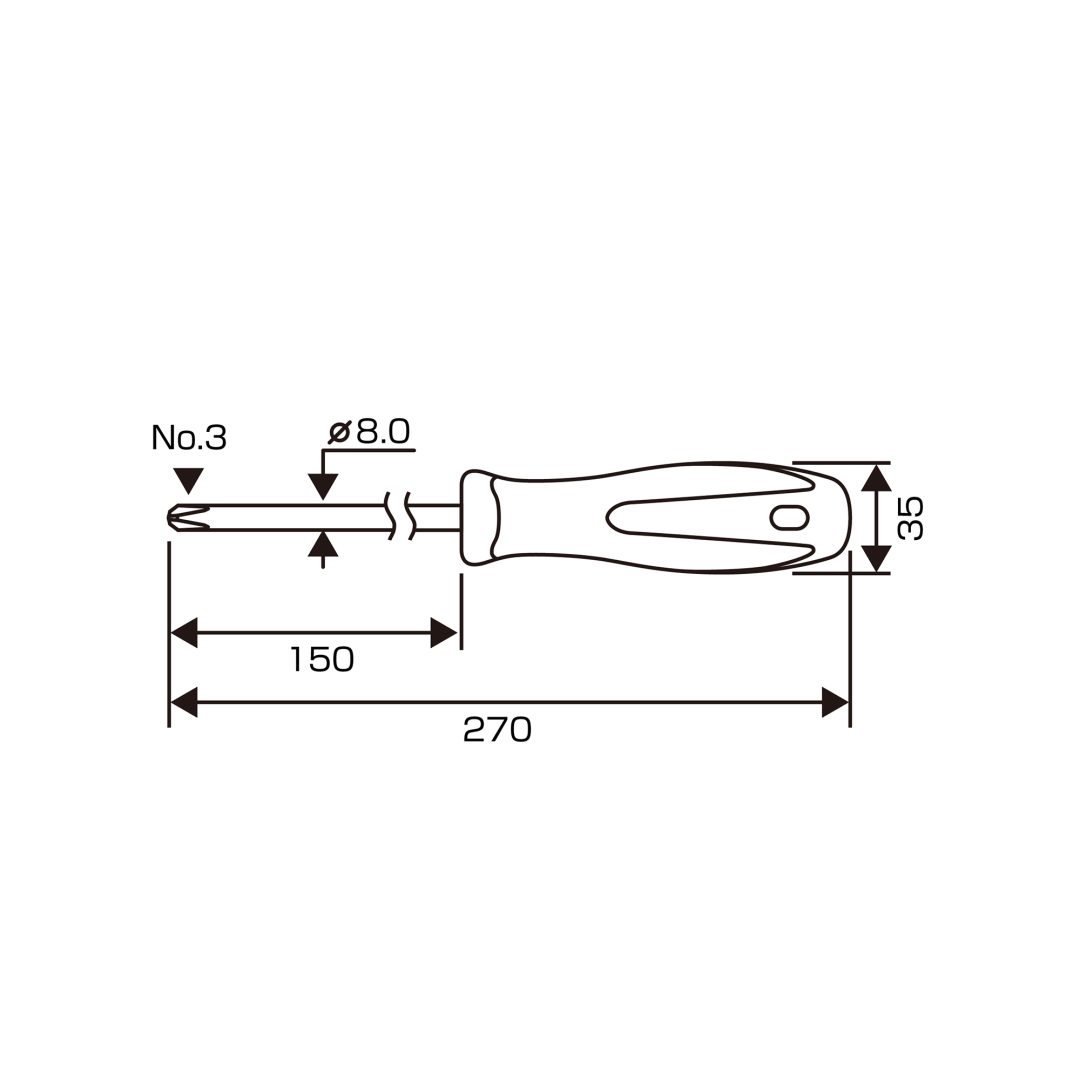 Anex Stainless Luminous Screwdriver Regular Type +3x150 1505
