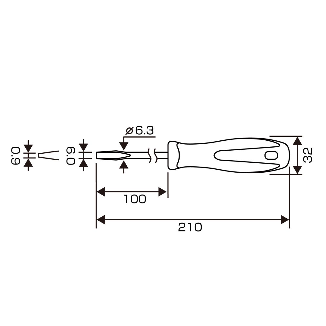 Anex Stainless Luminous Screwdriver Regular Type -6x100 1505