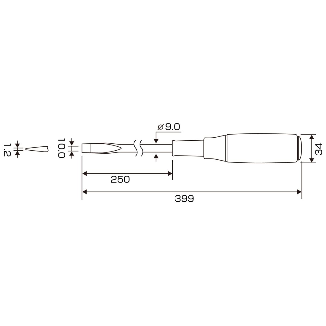 Anex Wooden Handle Heavy-Duty Punch-Through Screwdriver -10x250 170