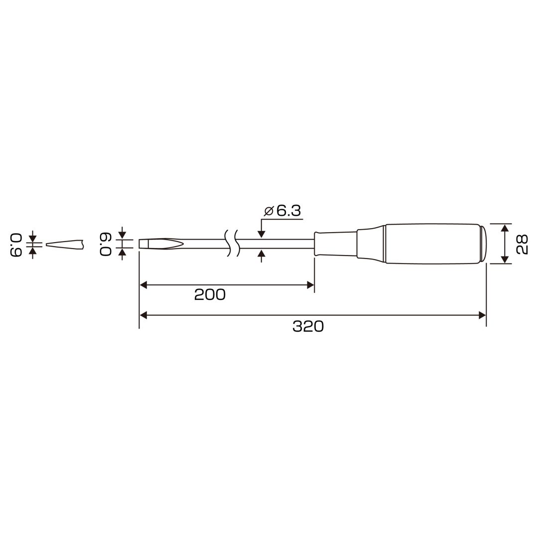 Anex Wooden Handle Heavy-Duty Punch-Through Screwdriver -6x200 170