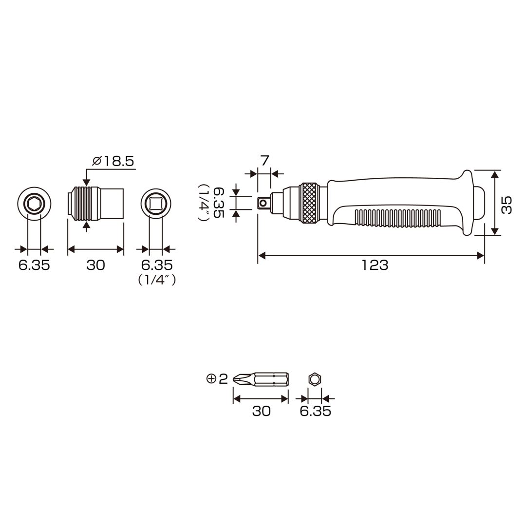 Anex Mini Impact Screwdriver Drive: 6.35 mm (1/4”) 1903
