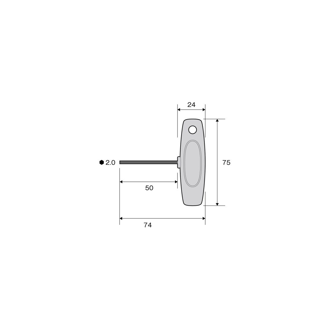 Anex T-Handle Hex Key Screwdriver H2x50 3200