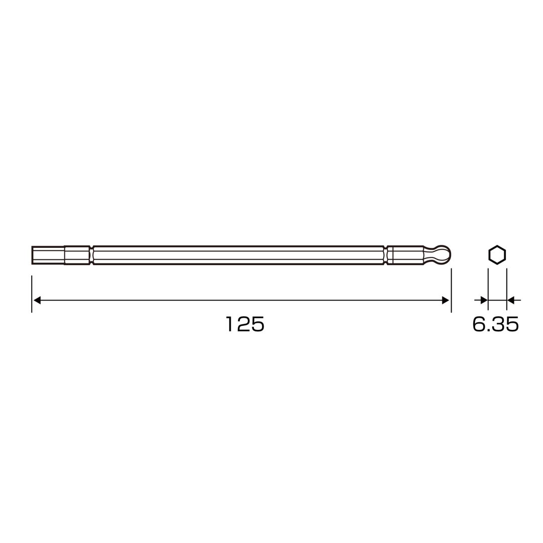 Anex Dedicated Bit for Super Action Grip Screwdriver H6xB6x125 3350-HB6