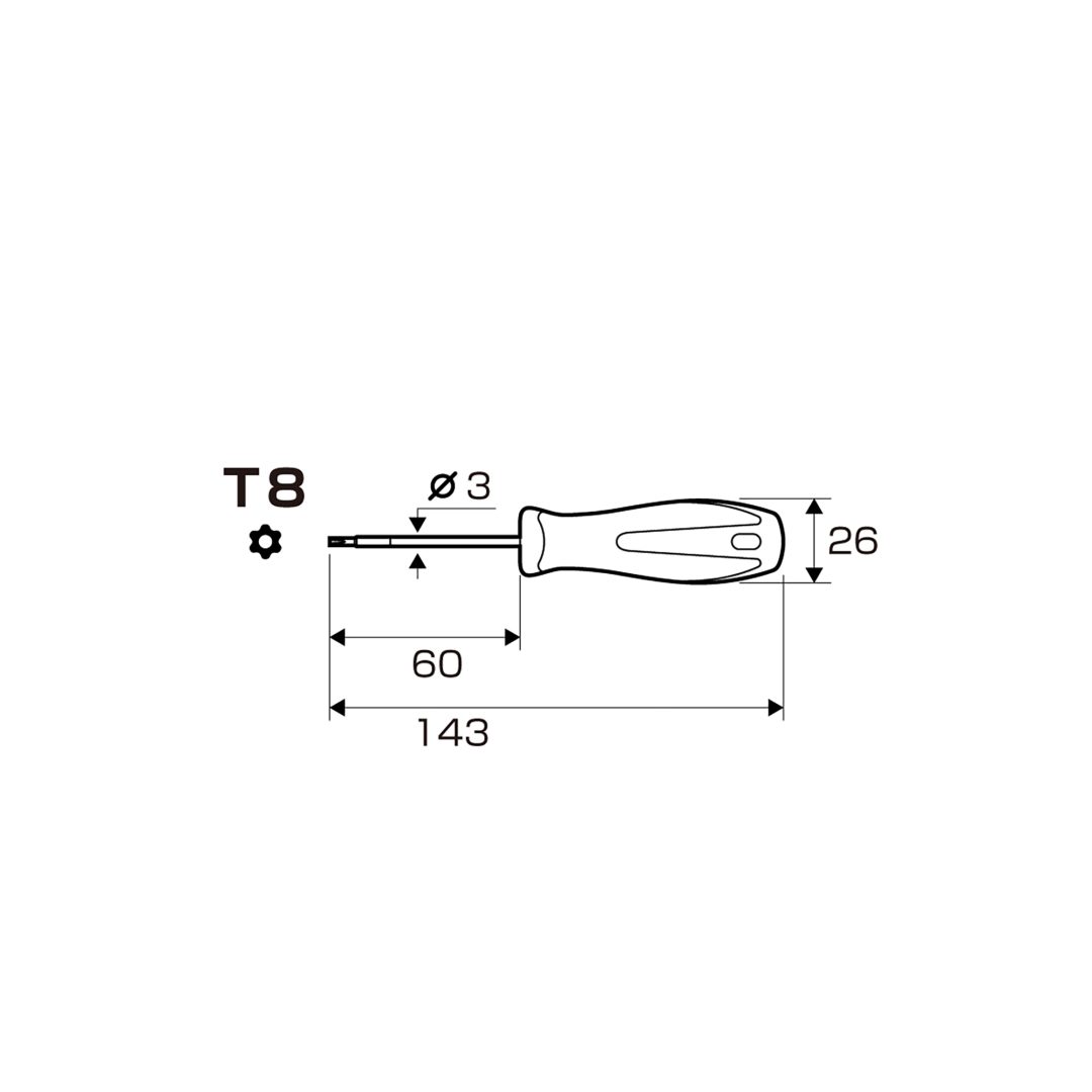 Anex Torx Screwdriver T8x60 6300