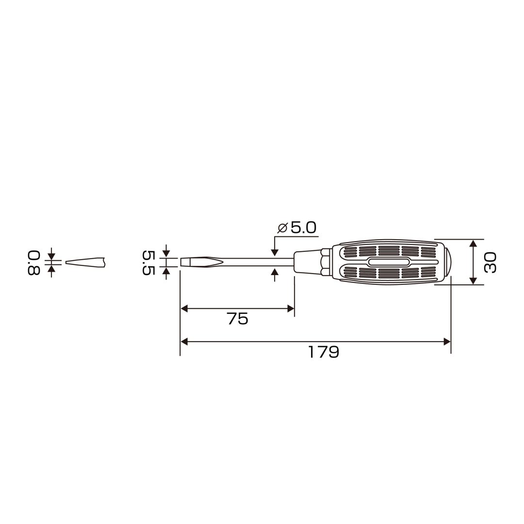 Anex Slit Screwdriver Regular Type -5.5x75 7000