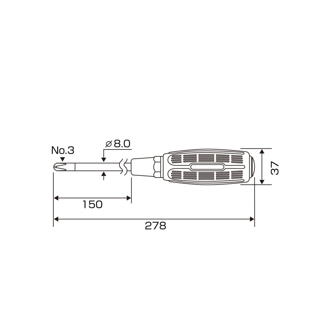 Anex Slit Screwdriver Punch-Through Type +3x150 7030