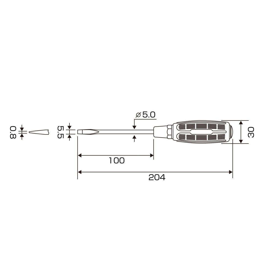 Anex Slit Screwdriver Punch-Through Type -5.5x100 7030