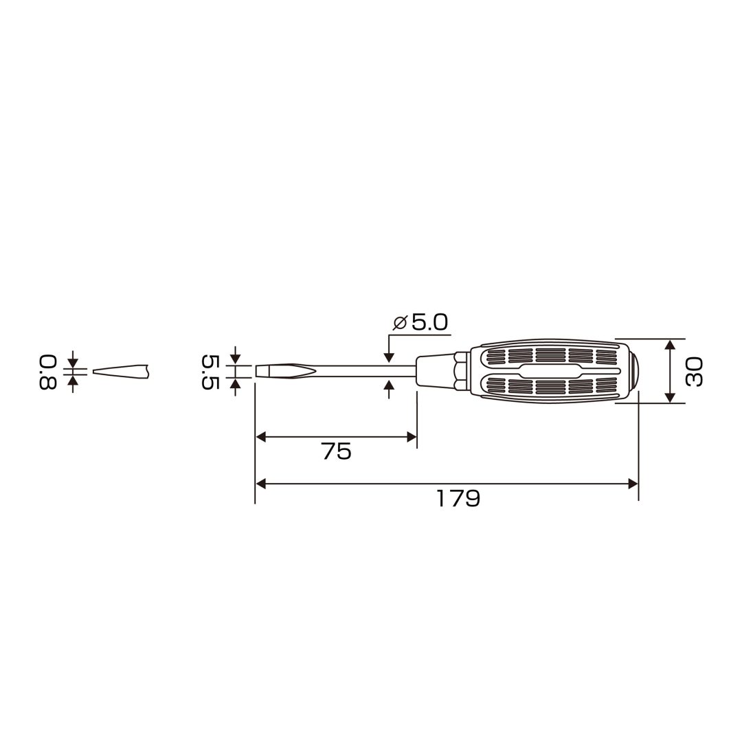 Anex Slit Screwdriver Punch-Through Type -5.5x75 7030
