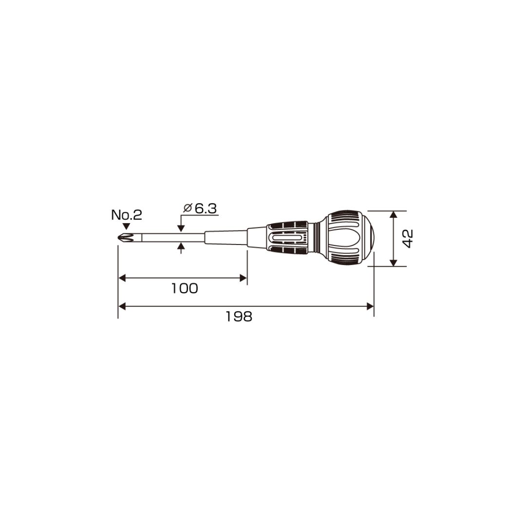 Anex Slit Power Screwdriver Punch-Through Type +2x100 7750