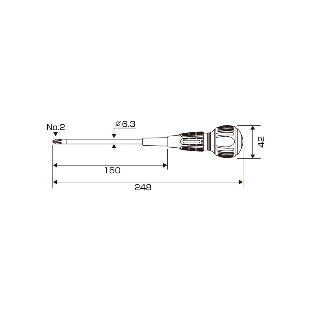 Anex Slit Power Screwdriver Punch-Through Type +2x150 7750