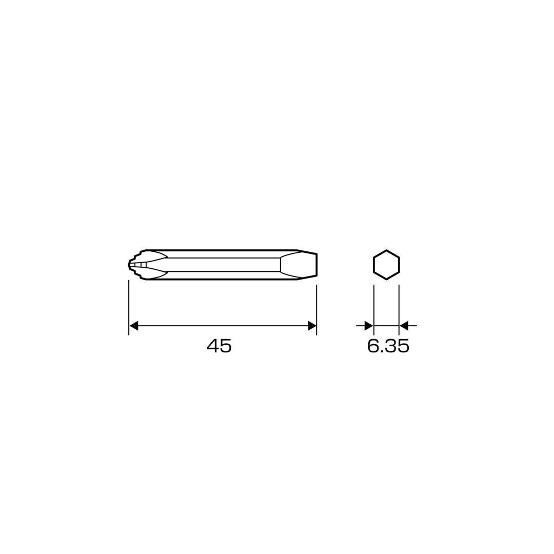 Anex Screw-Grip Bit +1/2/3x-6x45(for manual screwdrivers) AK-50P