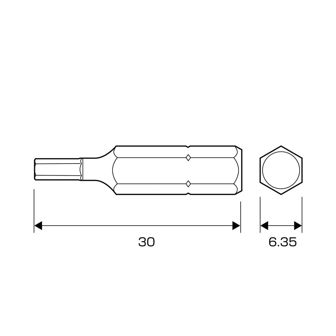 Anex Short Hex Bit H3x30 (for manual screwdrivers) AK-50P
