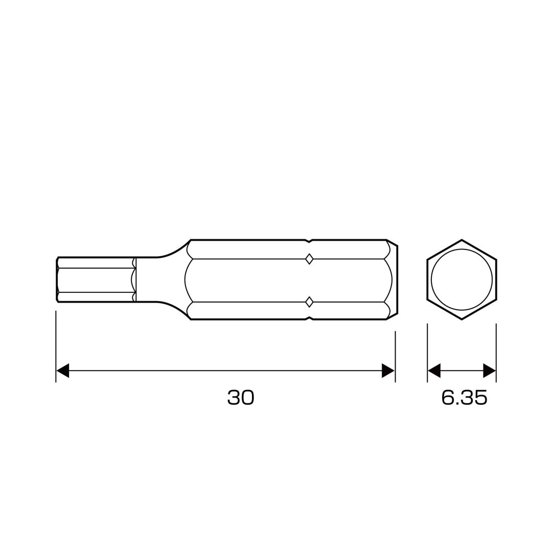 Anex Short Hex Bit H4x30 (for manual screwdrivers) AK-50P