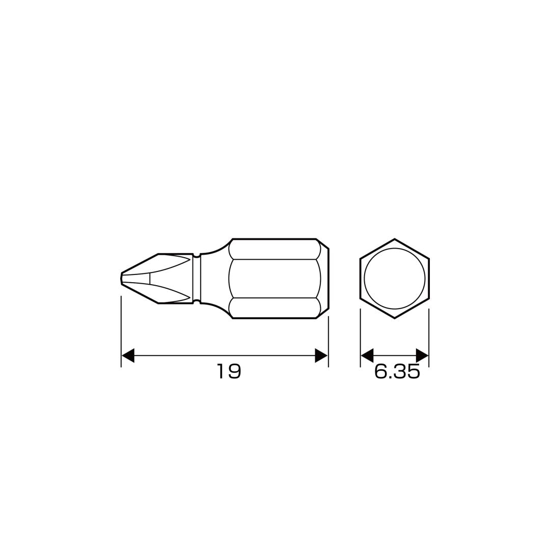 Anex Grooved Stubby Phillips Bit +1x19(for manual screwdrivers) AK-51P