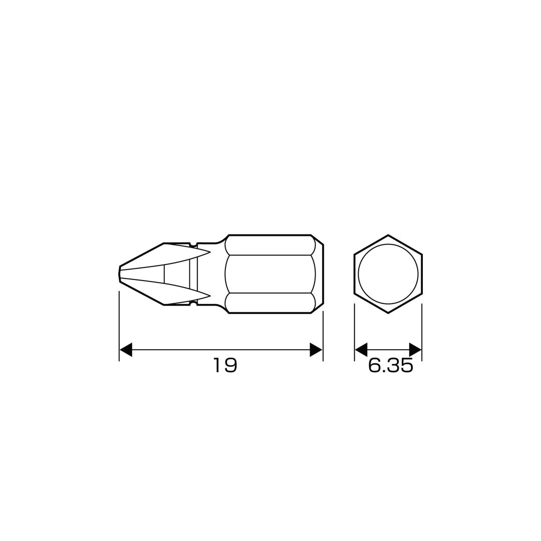 Anex Grooved Stubby Phillips Bit +2x19(for manual screwdrivers) AK-51P