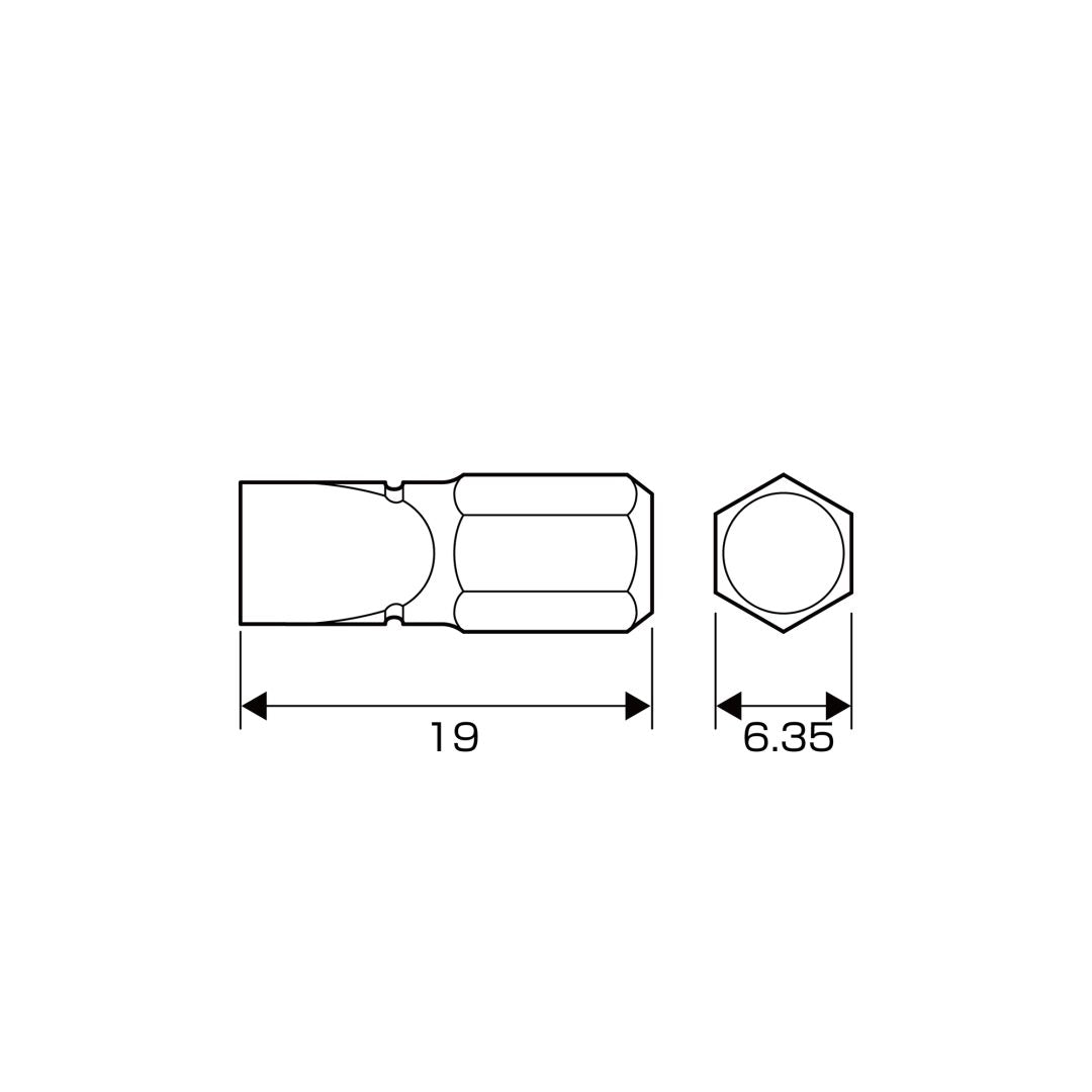 Anex Grooved Stubby Flathead Bit -6x19(for manual screwdrivers) AK-51P