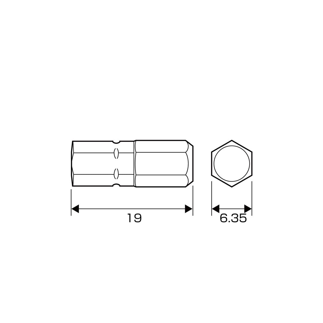 Anex Grooved Stubby Hex Bit H6x19(for manual screwdrivers) AK-51P