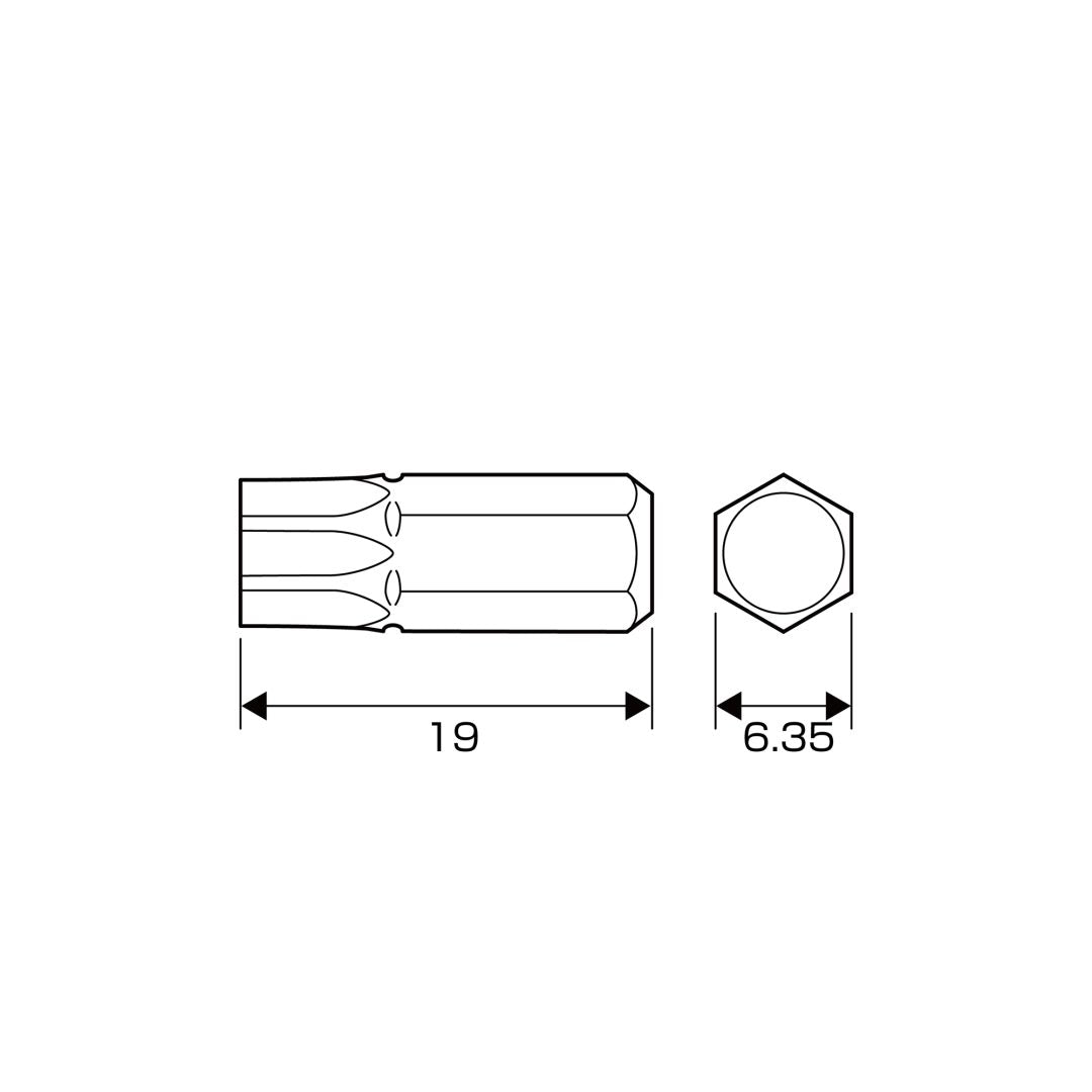Anex Grooved Stubby Torx Bit T40x19 (for manual screwdrivers) AK-51P