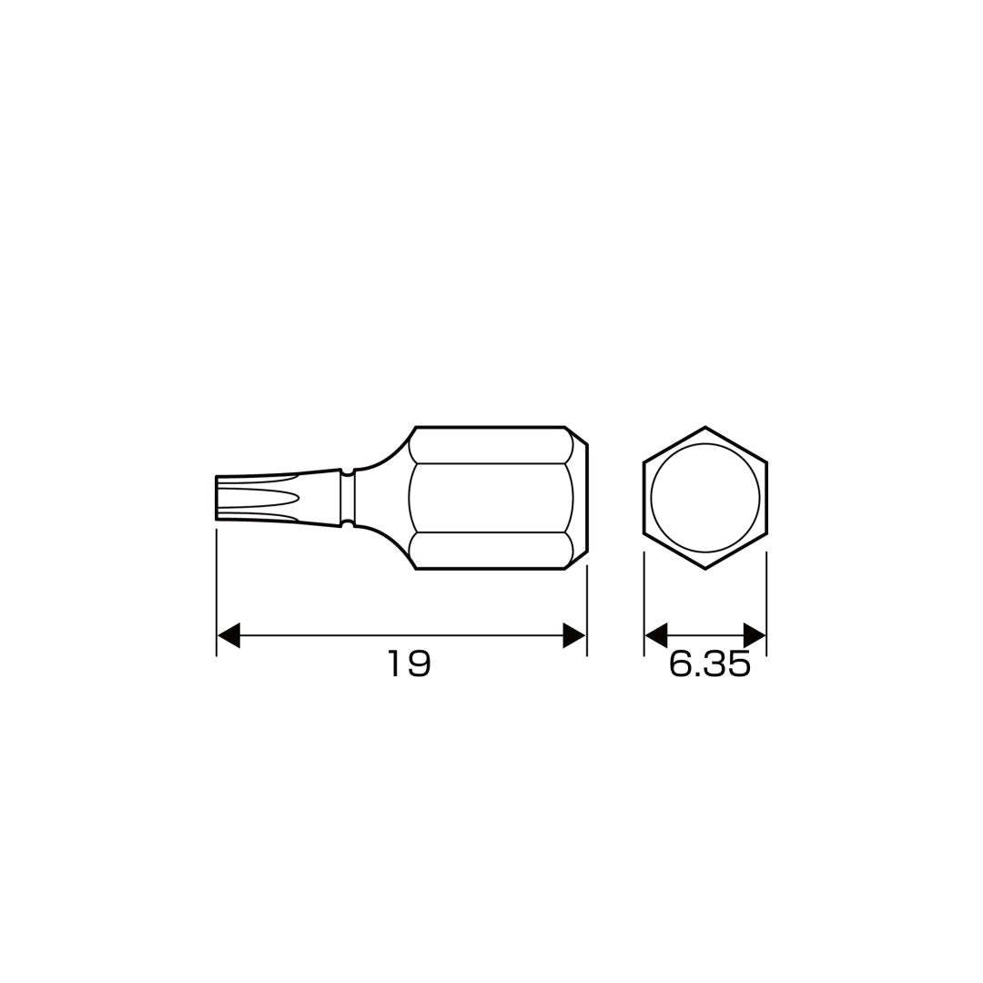 Anex Grooved Stubby Torx Bit T6x19 (no tamper-proof hole)(for manual screwdrivers) AK-51P