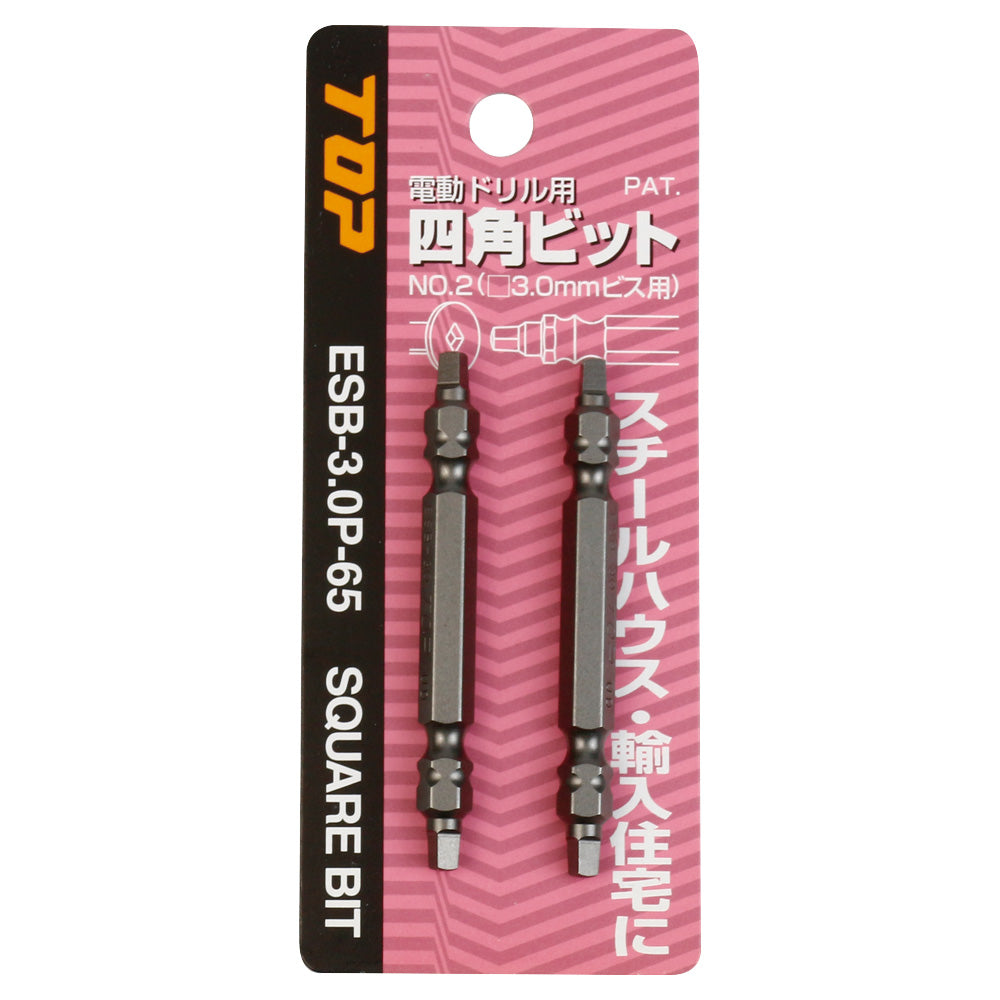 TOP Kogyo Square Drive Bit with Magnet 3.0mm x 65mm ESB-3.0P-65