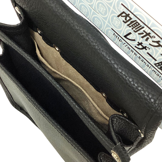 Marukin Leather Waist Pouch with Inner Pocket, Type A, Black