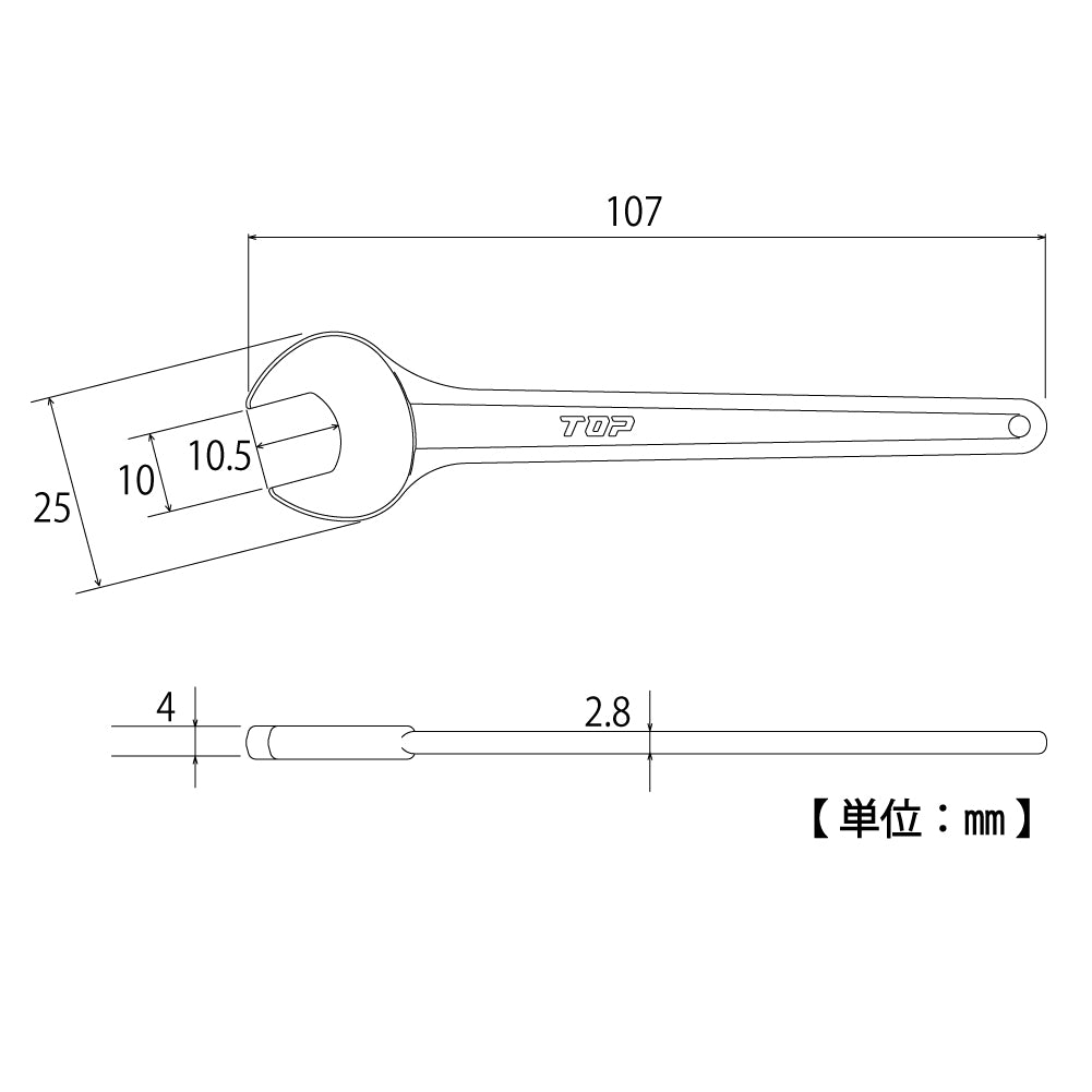 TOP Kogyo Round Heavy-Duty Single Open-End Spanner 10mm RS-10