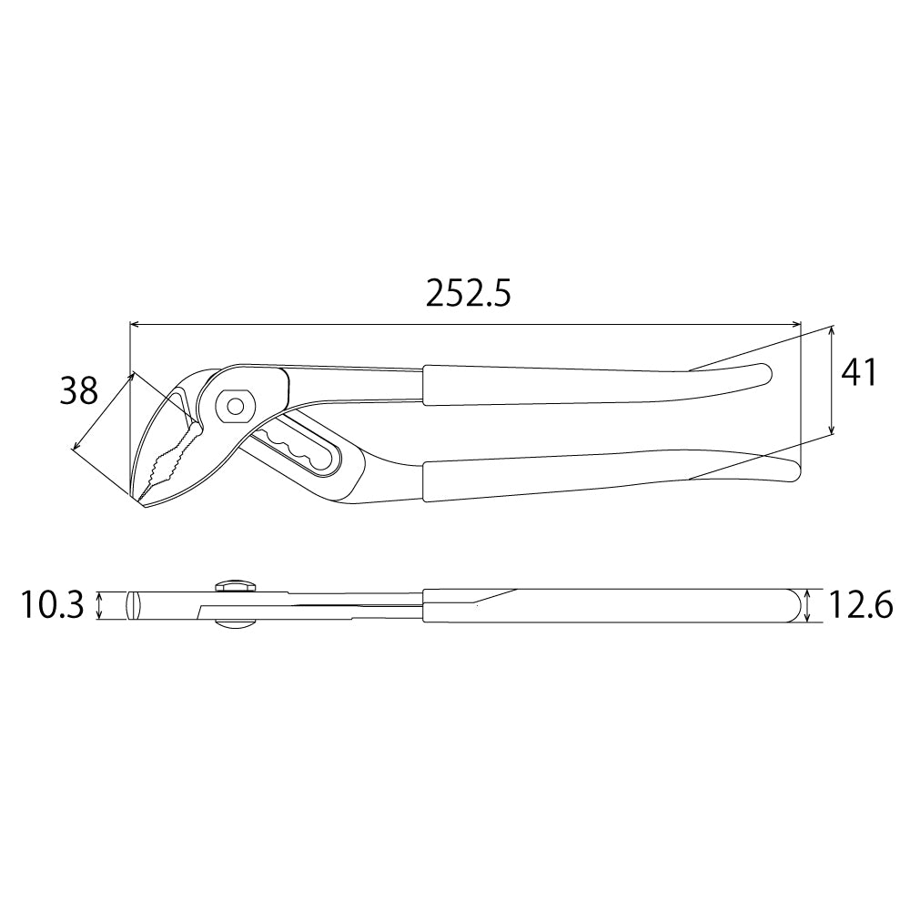 TOP Kogyo Water Pump Pliers with Grip 252mm WP-250G