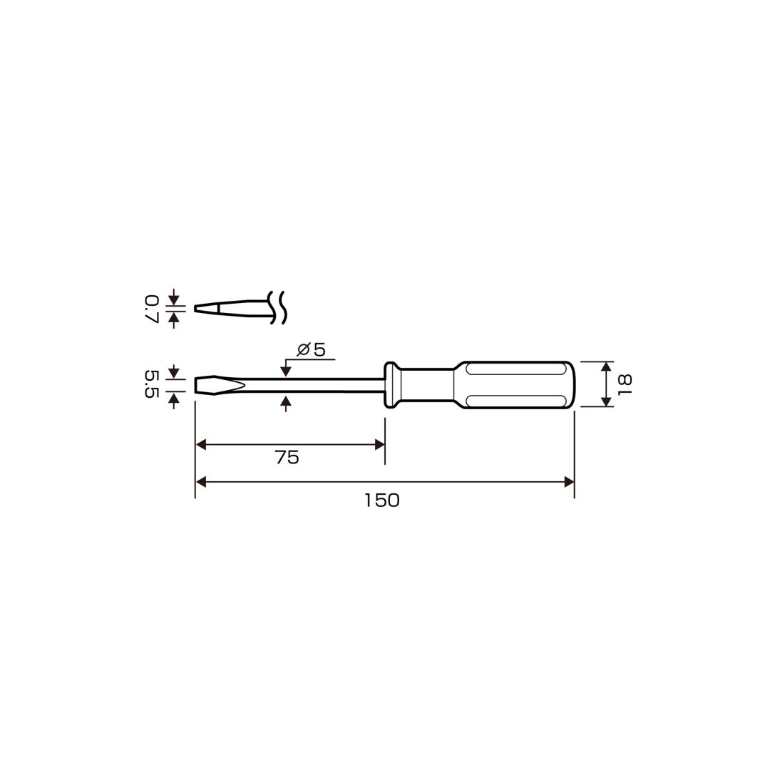 Anex Plastic Handle Flathead Screwdriver -5.5x75 1250