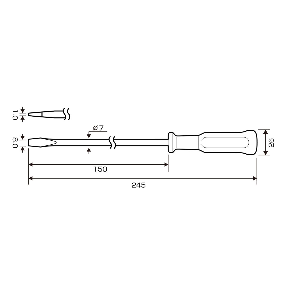 Anex Plastic Handle Flathead Screwdriver -8x150 1250