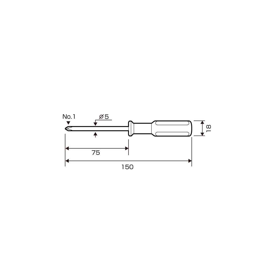 Anex Plastic Handle Phillips Screwdriver +1x75 1850