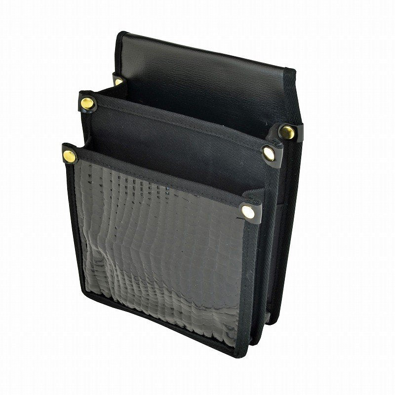 Marukin Canvas Waist Pouch with Inner Pocket, Black Croc Pattern, Black YK-09
