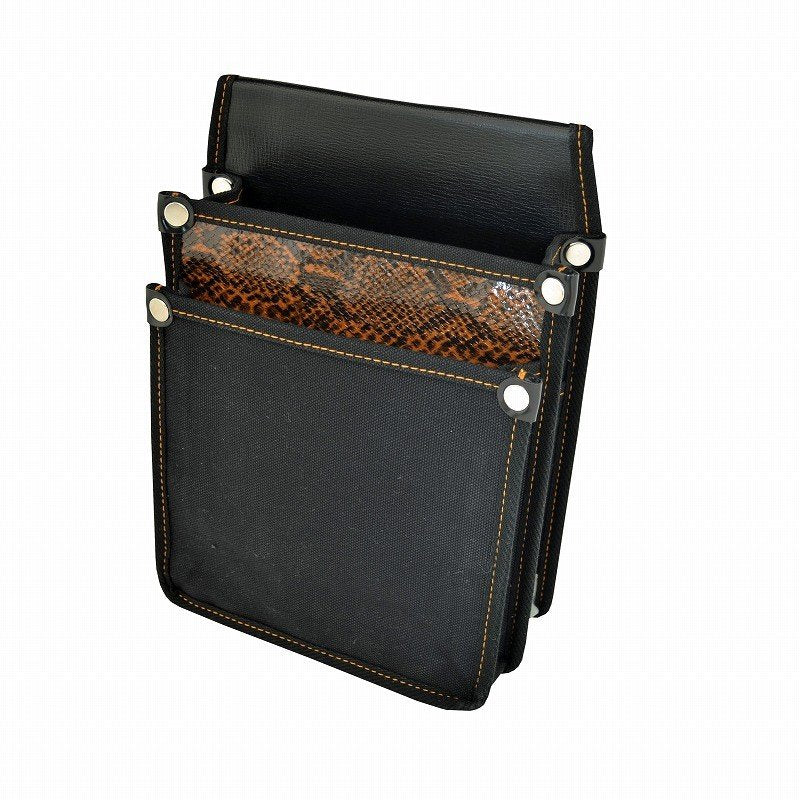 Marukin Canvas Waist Pouch with Inner Pocket, Brown Snake Pattern, Black YK-12
