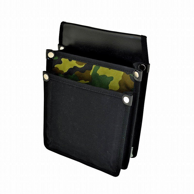 Marukin Canvas Waist Pouch with Inner Pocket, Olive Camouflage Pattern, Black YK-15
