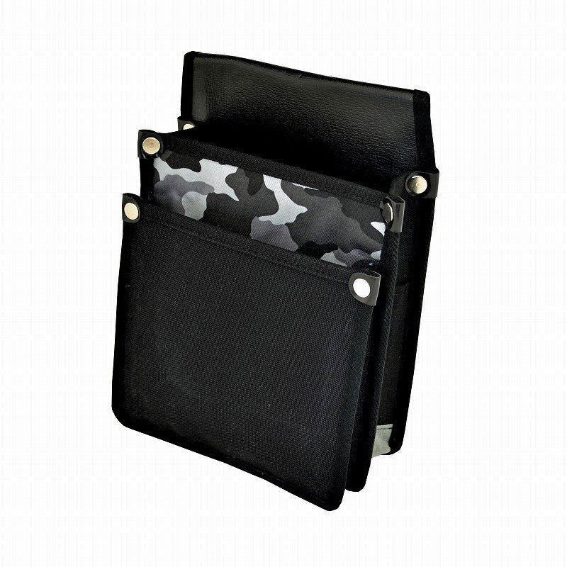 Marukin Canvas Waist Pouch with Inner Pocket, Gray Camouflage Pattern, Black YK-16
