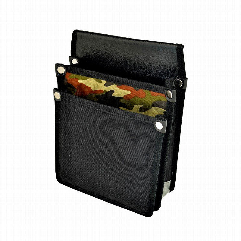 Marukin Canvas Waist Pouch with Inner Pocket, Brown Camouflage Pattern, Black YK-17