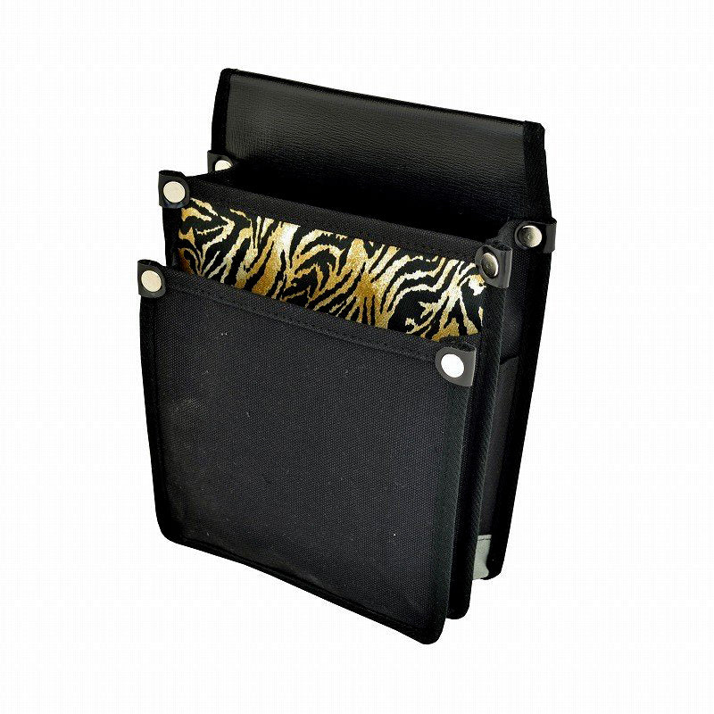 Marukin Canvas Waist Pouch with Inner Pocket, Brown Tiger Pattern, Black YK-20