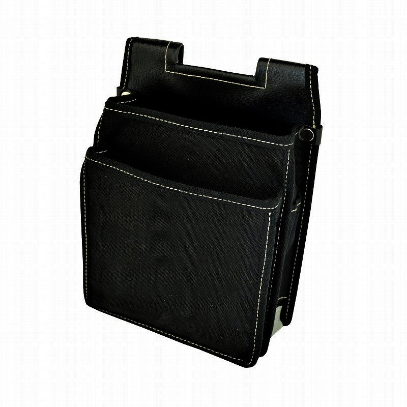 Marukin Canvas Waist Pouch with Inner Pocket, Rounded Corners, No Rivets, Black