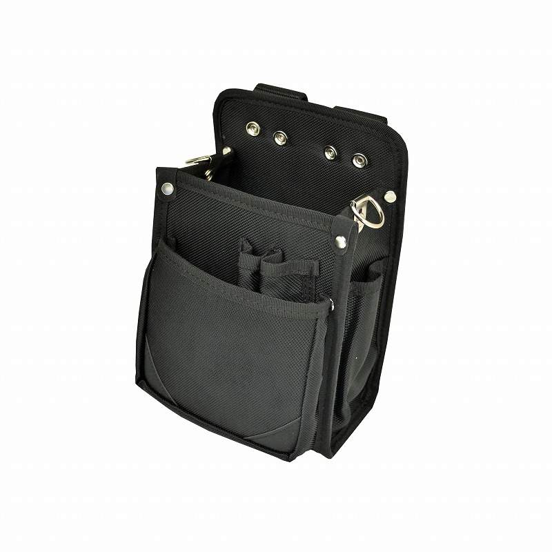 Marukin Nylon Waist Pouch with Inner Pocket, 2-Tier, Type B II, Black