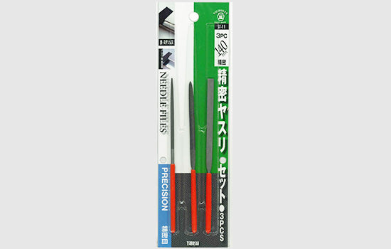 Tsubosan Precision Needle File Flat Half Round Round 140 mm Set of 3 ST11