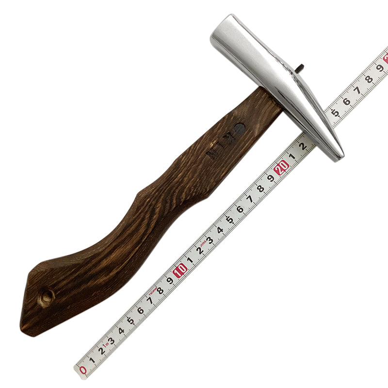 Marukin Sheet Metal Hammer, Stainless Burikiya 21mm, Burnt Finish, Square Wave-Curve, 250mm Short