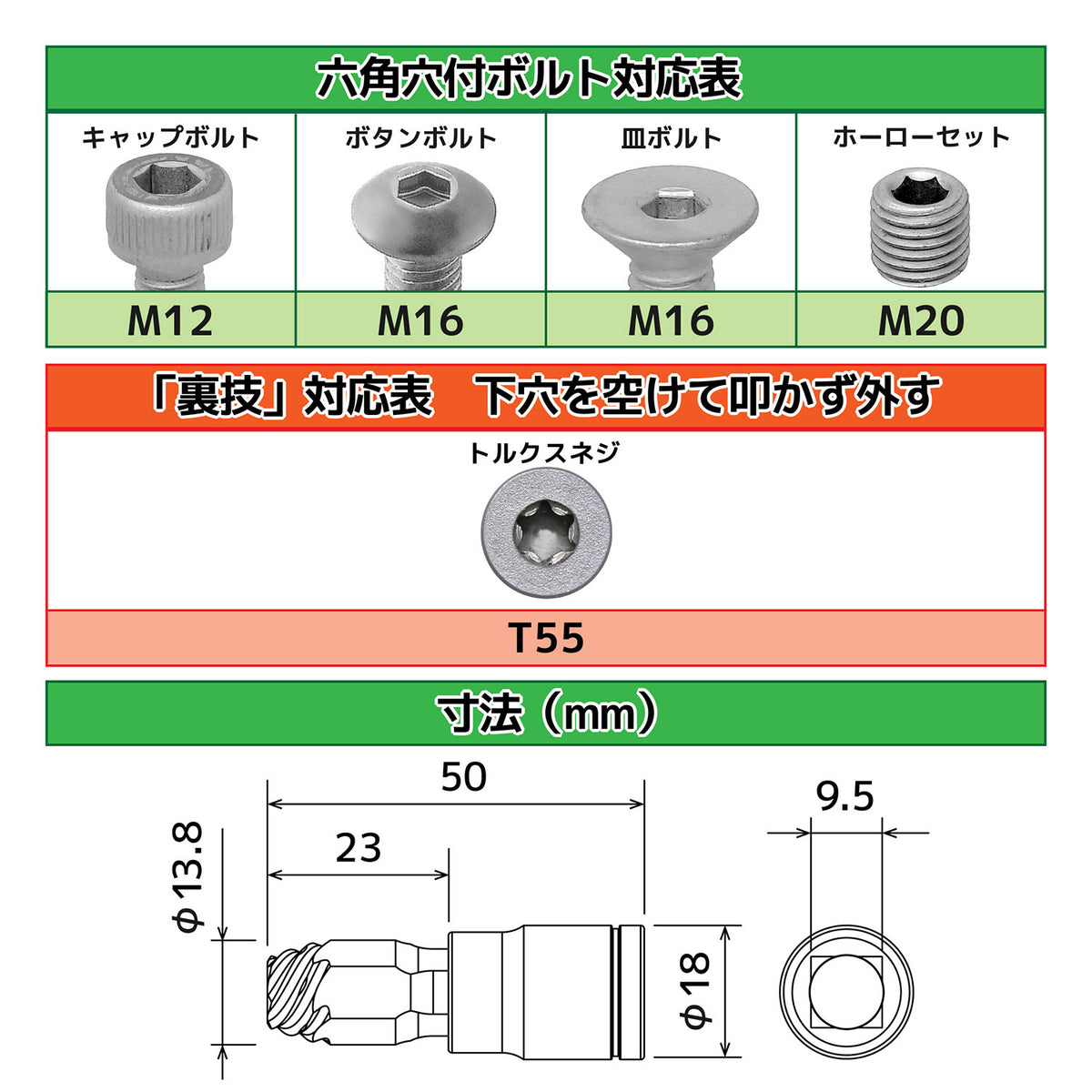 Engineer Nejimogura Socket for Stripped Hex Socket Bolts 10 mm (9.5 mm Drive) DWZ-410