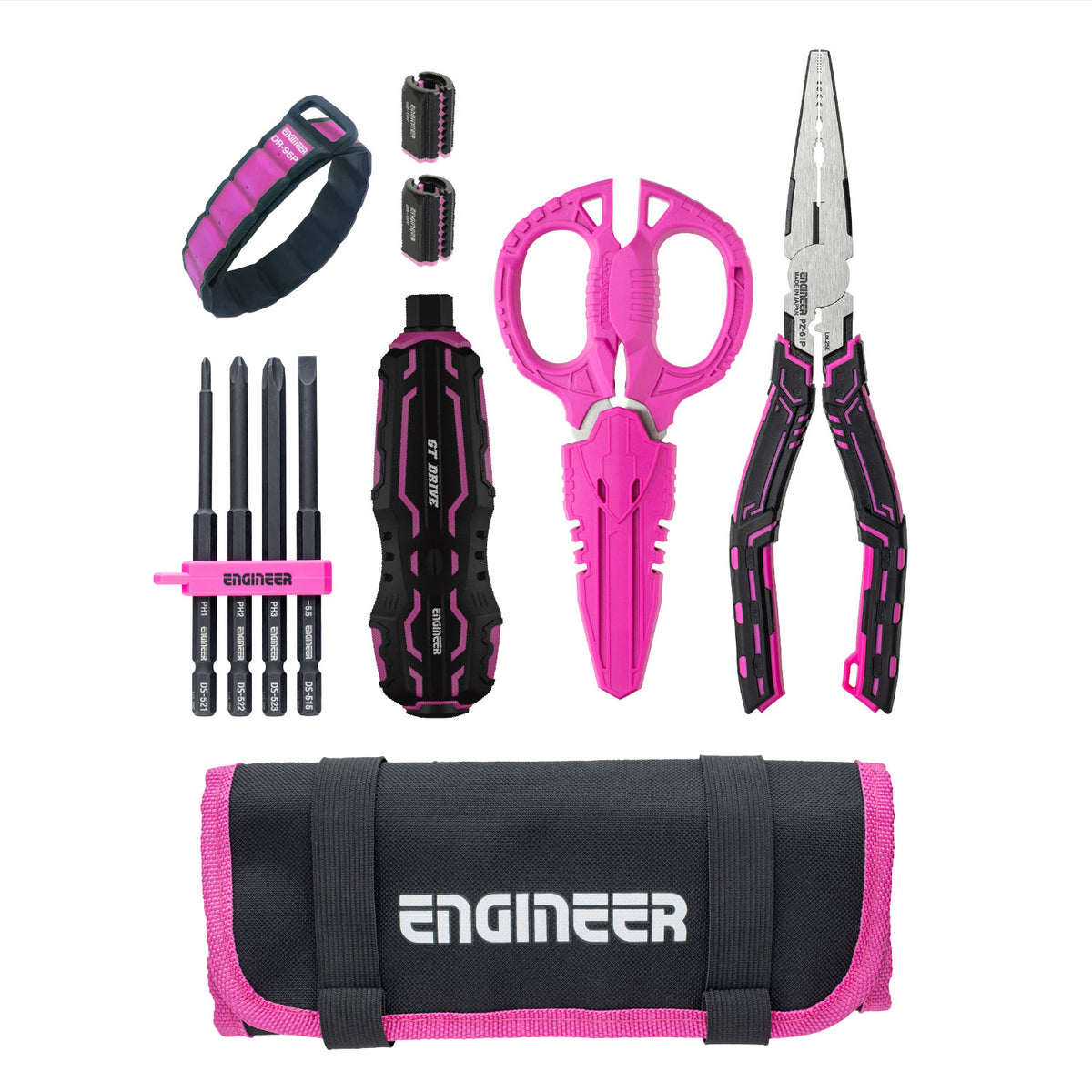 Engineer My Kit 11-Piece Set with Nejisaurus Z Plus and Tool Roll Bag Pink and Black KS-50P