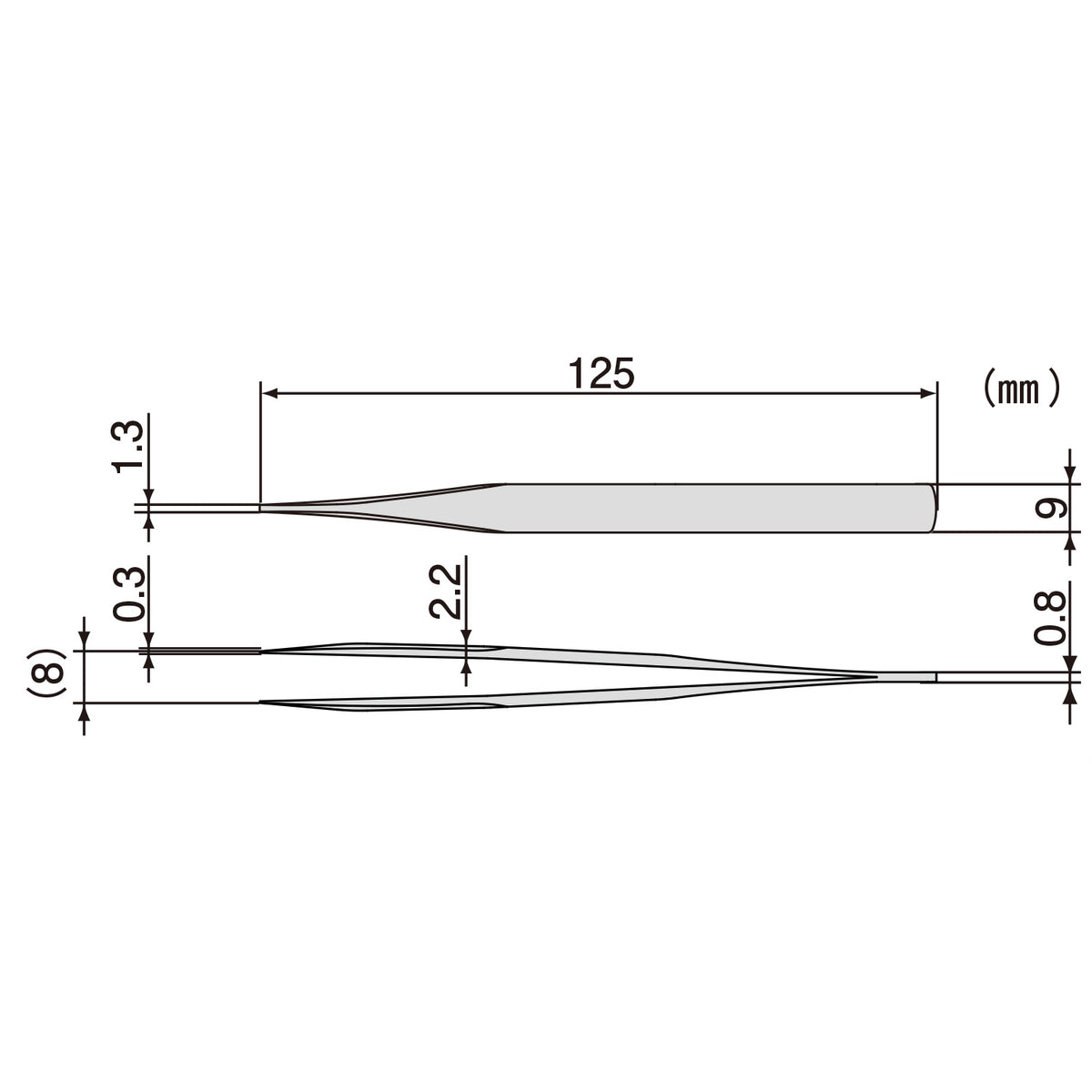 Engineer Tetsuwan Tweezers Flat Tip Type 1.3 mm Tip 125 mm PT-17