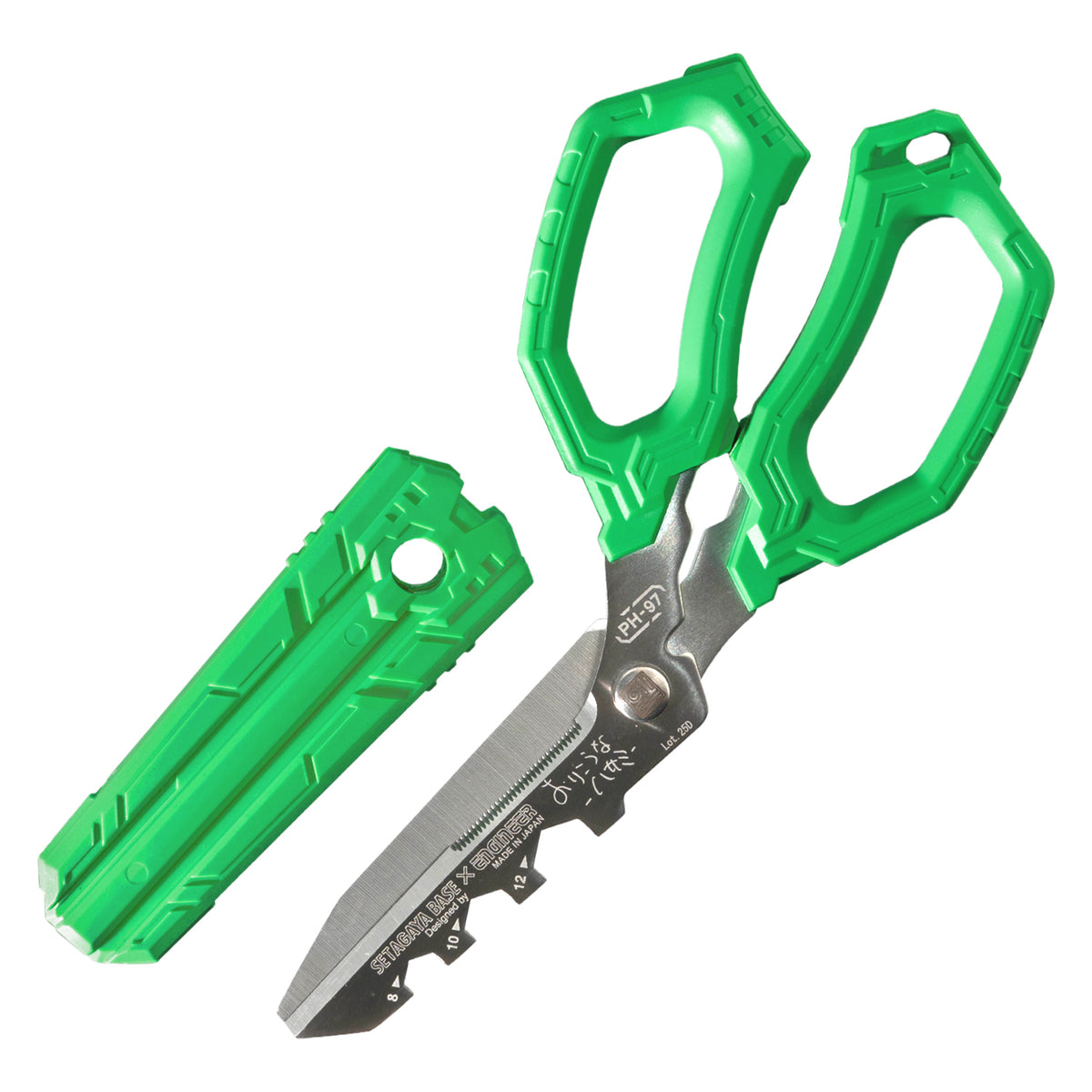 Engineer Orikou Heavy Duty Scissors with Cap Lime Green 207 mm PH-97