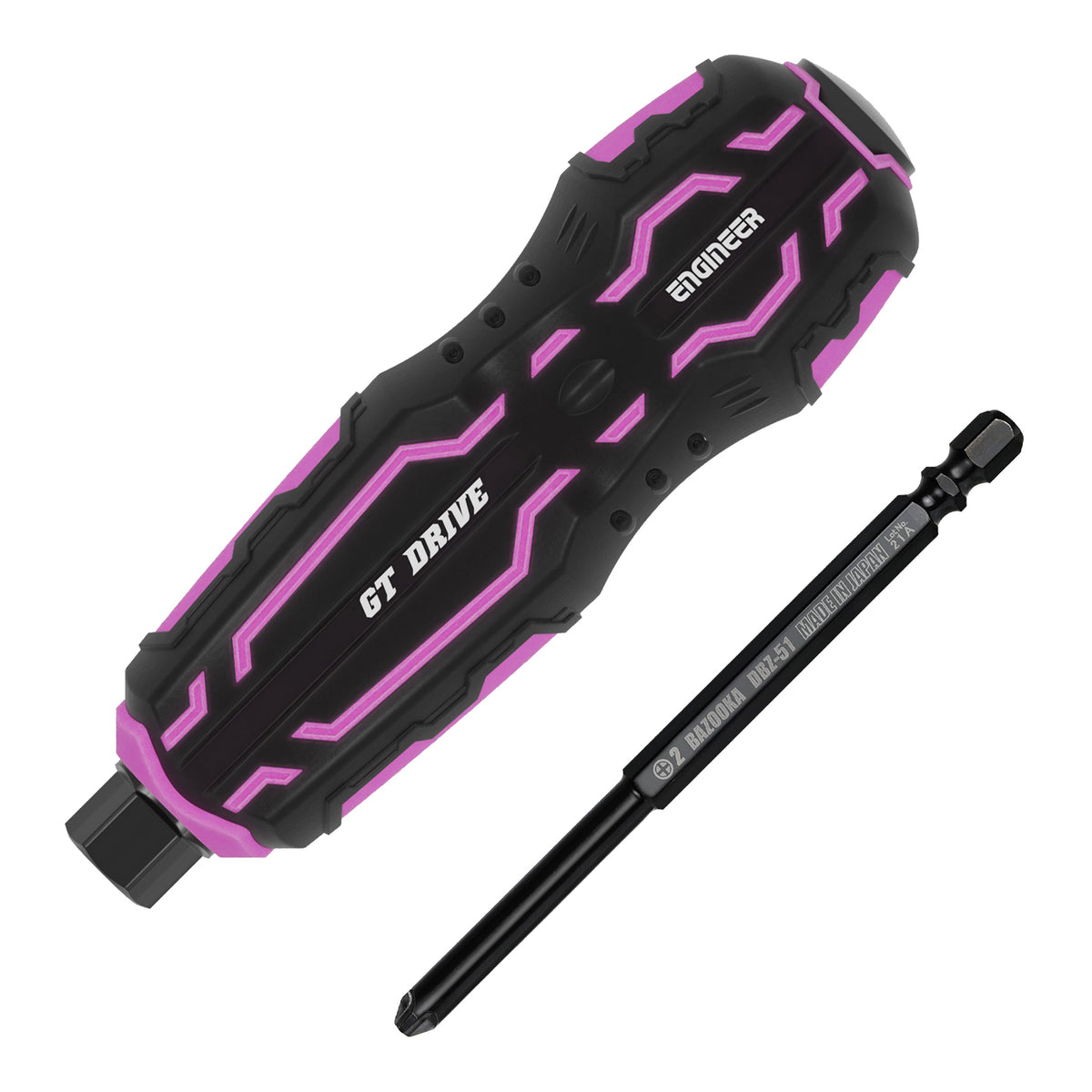 Engineer Nejisaurus GT Drive 01 Ball Grip Screwdriver Phillips No.2 Pink and Black DZ-71P